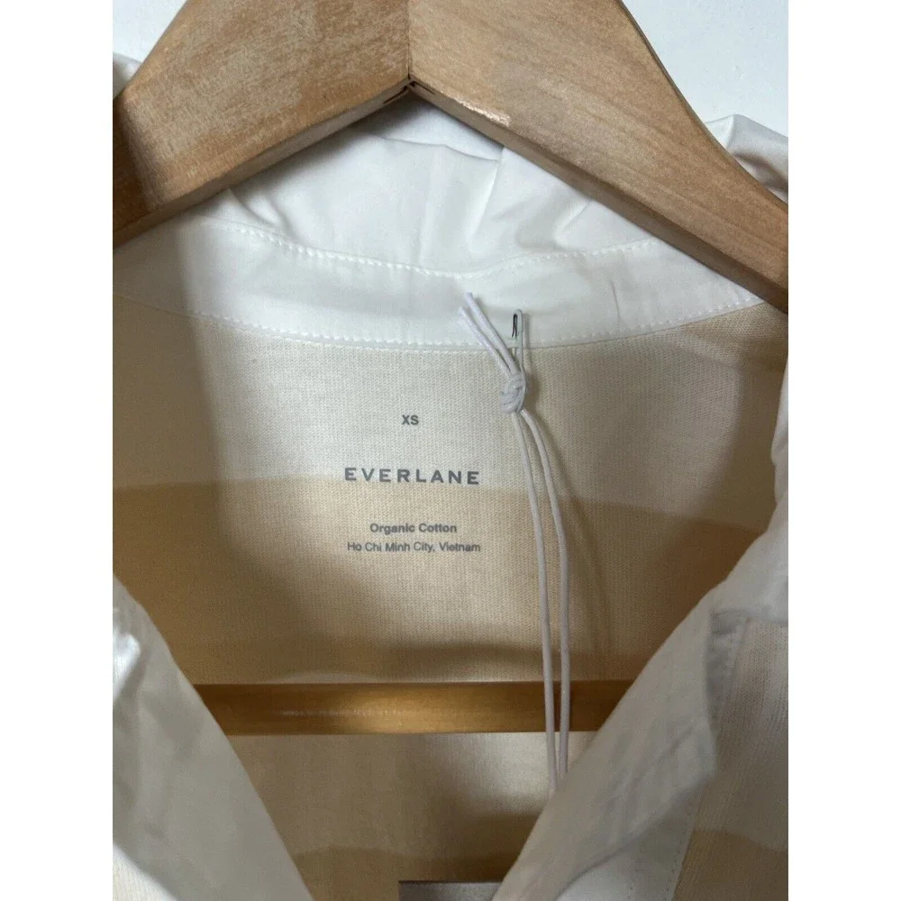 NWT Everlane Tan White Stripe Organic Cotton Polo Dress Size XS